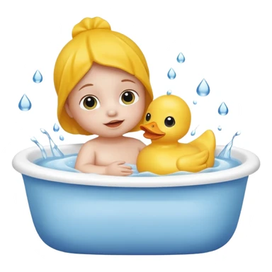 baby playing with rubber duck in bath sticker