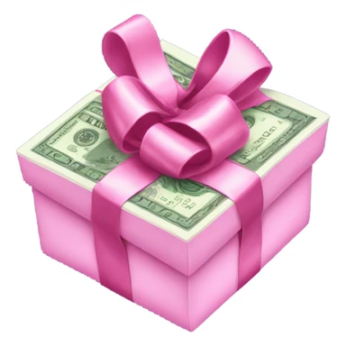 stack of money with shiny pink bow around it sticker