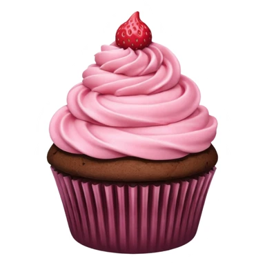 Chocolate cupcake with pink strawberry frosting sticker
