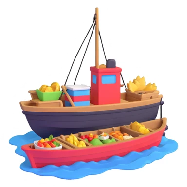 boat with food on deck sticker