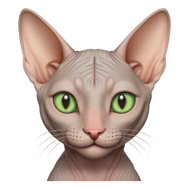 gray hairless Sphynx cat with green eyes, smiling sticker