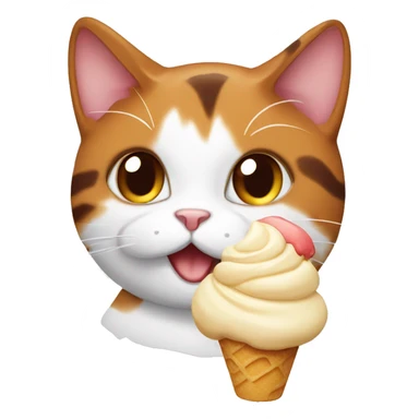 calico cat with icecream  sticker