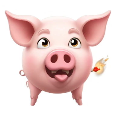 The pig is shooting and the trigger has a heart fire. sticker