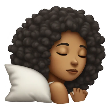 sleeping girl with dark long curly afro sticker