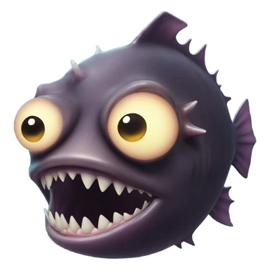 Anglerfish with a glowing lure hanging from its forehead, sharp teeth, and big eyes. sticker