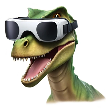 dino wearing vr headset and smile sticker