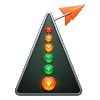 A control system with an arrow that can move between green, orange and red. sticker