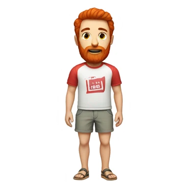 A man with a red beard, dark short hair, dressed in a beach T-shirt and shorts, invites you to pass sticker