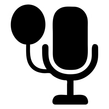 A microphone in a black filled icon style, with a pop filter. sticker
