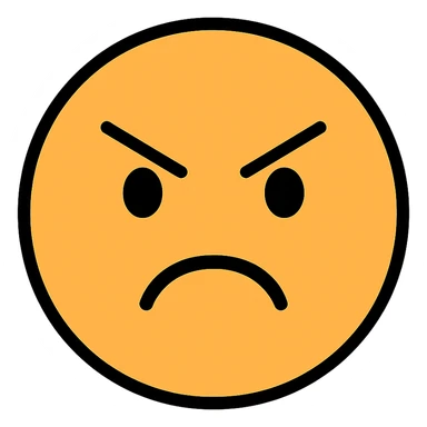 bad face emoji with angry eyebrows and downturned mouth sticker