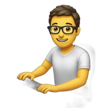 Una persona jugando frente a una computadora sticker