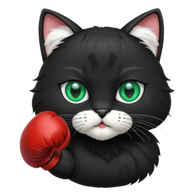 Black cat wearing boxing gloves sticker