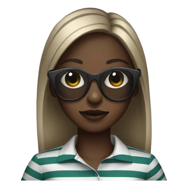Dark skinned girl with mod sunglasses and striped polo shirt sticker