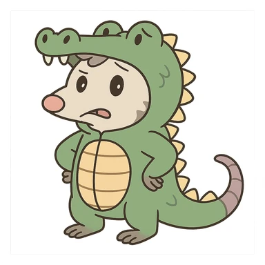 cute cartoon possum dressed up like an alligator sticker