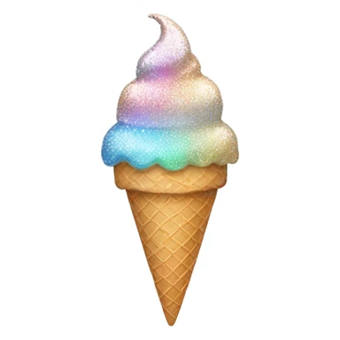 shimmering holographic ice cream cone with glittery sprinkles sticker