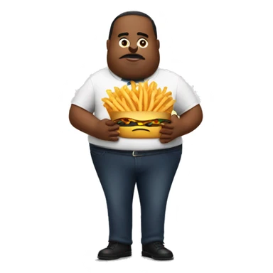 big stomach man while holding mcdonald french fries sticker