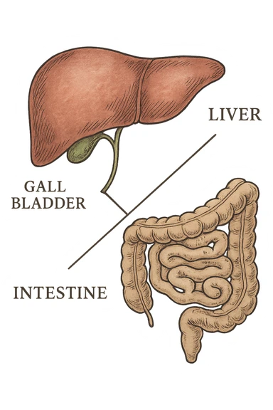Connessione visiva con linee fegato , intestino e cistifellea sticker