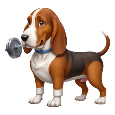 basset hound dog working out sticker