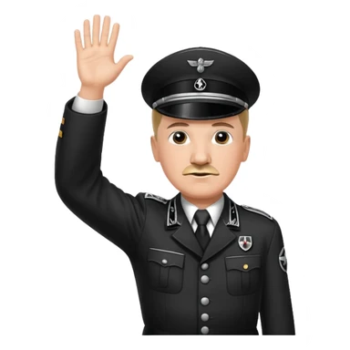 Hitler raising one hand straight up like a salute in Black SS uniform  sticker