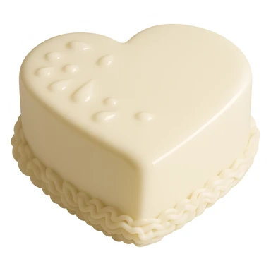 Remove the strawberry from the image, keep only the heart-shaped white chocolate cake with glossy ganache. Render in photorealistic style with transparent background. sticker