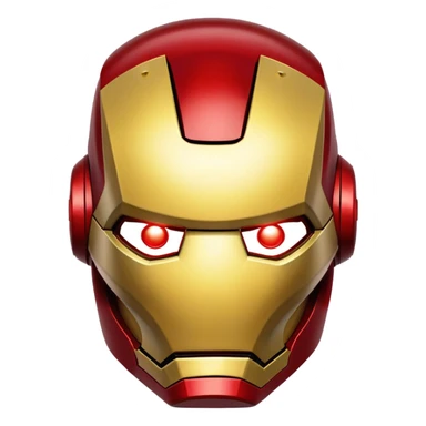 Iron Man helmet face, red and gold metal mask with glowing eyes sticker