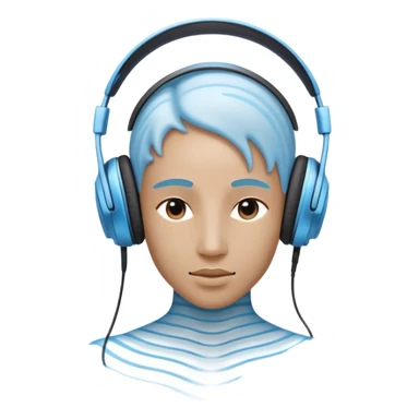 a living being made of sound waves listening to music with headphones sticker