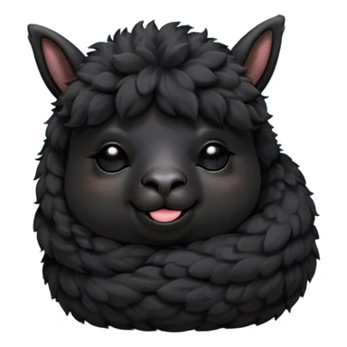 Meme-Worthy Cute Sleeping Black Alpaca Portrait Emoji, Head resting peacefully with a contented smile, showcasing a delightfully sturdy build and a luxuriously soft jet-black fleece, eyes shut in a serene nap, Simplified yet hilariously adorable features, highly detailed, glowing with a soft, drowsy light, high shine, relaxed and utterly lovable, stylized with an air of playful laziness, bright and heartwarming, soft glowing outline, capturing the essence of a comically sleepy alpaca, so meme-worthy it feels like it could instantly become the next viral sensation of adorable slumber! sticker