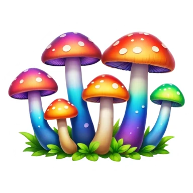 rainbow colored mushrooms sticker