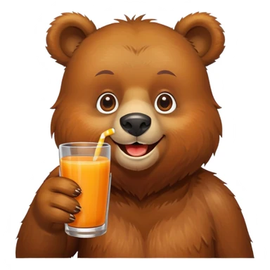 Bear drinking orange juice sticker