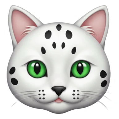 um gato branco com manchas pretas  olho preto e verde só manchas pretas sticker