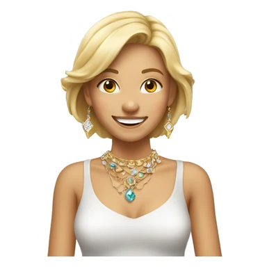 smiling girl with jewelry indoors cutting  sticker