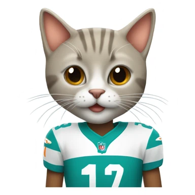 cat in miami dolphins shirt sticker