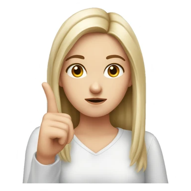 A white girl with an important face brings with two hands with an outstretched index finger to her nose, dissatisfied sticker