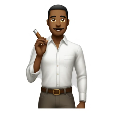 a young man wearing a white shirt and smoking a big cigar sticker