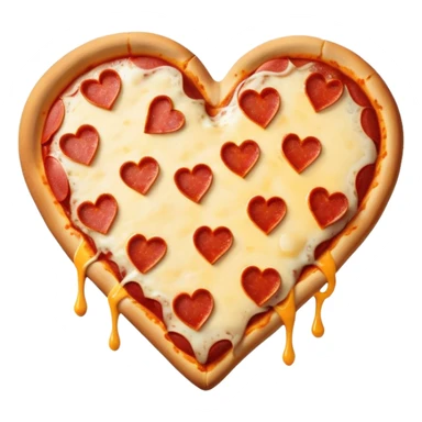 pizza in the shape of a broken heart for Valentine's Day sticker