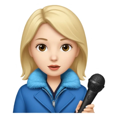 woman with winter clothes holding microphone sticker