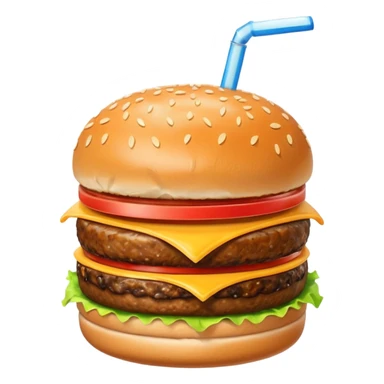 a burger and a drink next to it sticker