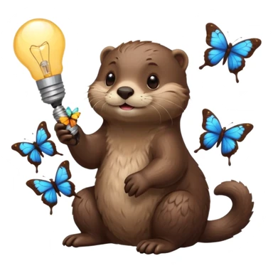 otter with butterflies and light bulb idea sticker