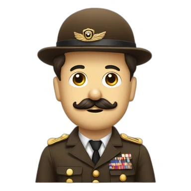 Charlie chaplin with military brown costum and little mustach sticker