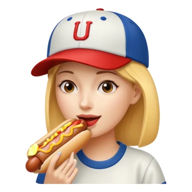 woman eating hotdog sticker