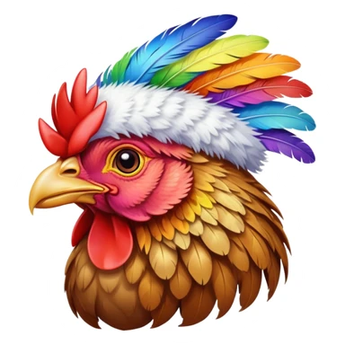 Hen with rainbow cap sticker