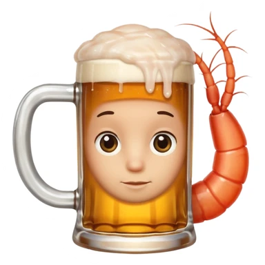 Genérame un camarón con su tarro en mano de cerveza moderna, asomándose por un costado con cara de curiosidad  sticker