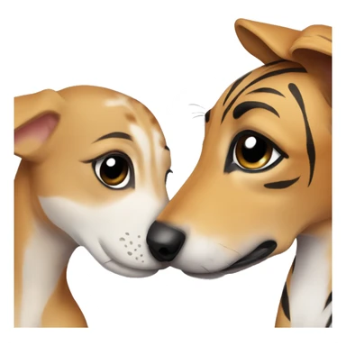 Fawn tiger greyhound kissing sticker