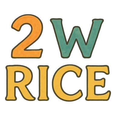 '2 w rice' text in ghibli style sticker