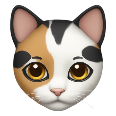 Calico cat with black face and white stripe in middle of face sticker