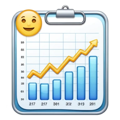 ios style emoji for report sheet consisting graph/ charts with sparkle around the report , no numbers or text sticker