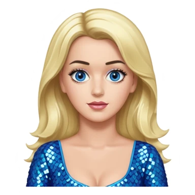 Katy Perry with long blonde hair, blue sequin outfit sticker