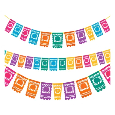 festive one garland of colorful mexican papel picado sticker