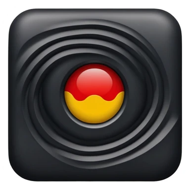 a black and red rectangle with a medium sized yellow circle in the middle" or "A wavy black and red rectangle with a medium sized yellow circle in the middle sticker