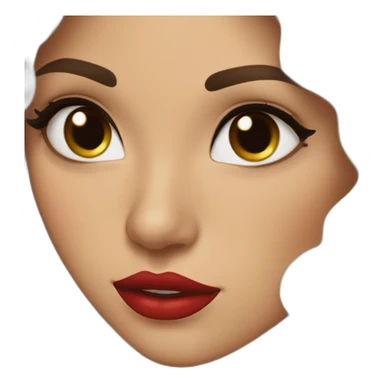 young moroccan woman with dark brown eyes, dark long curling hair, red lips, black dress, winking sticker